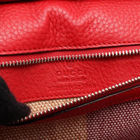GUCCI Red Leather Bamboo Bag - Picture 4 of 8